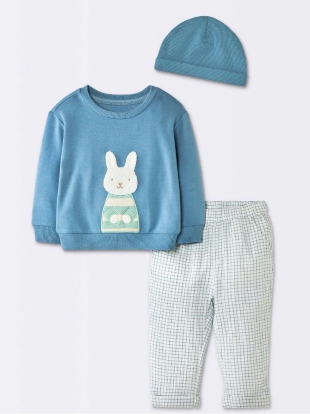 cloud island Blue Bunny Pajama Set with Hat